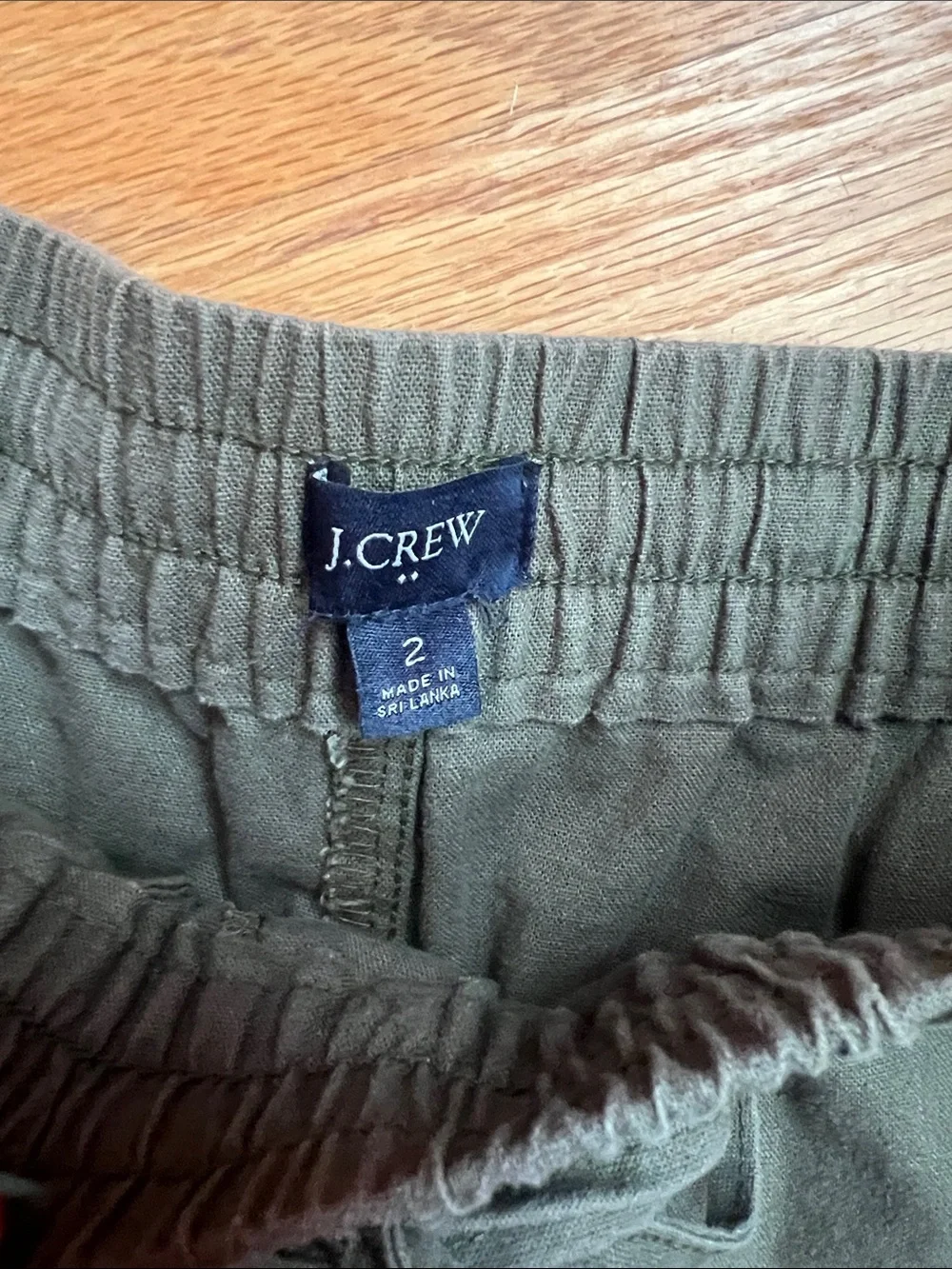 J. Crew Olive Green Drawstring cropped pants size 2